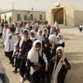 Girls at Ayno Meena Number Two school in the city of Kandahar, Afghanistan